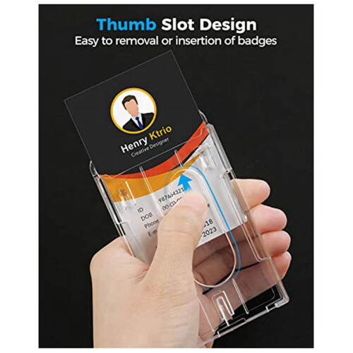 Vertical hard plastic badge holder clear PC 2 pcs 2