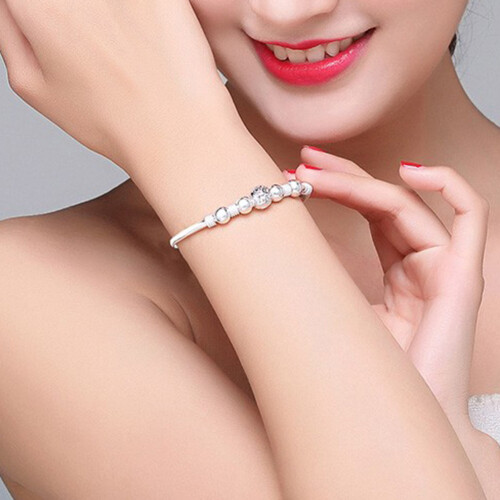 Hollow Bead Charm Bracelet Adjustable Women's Bangle 1