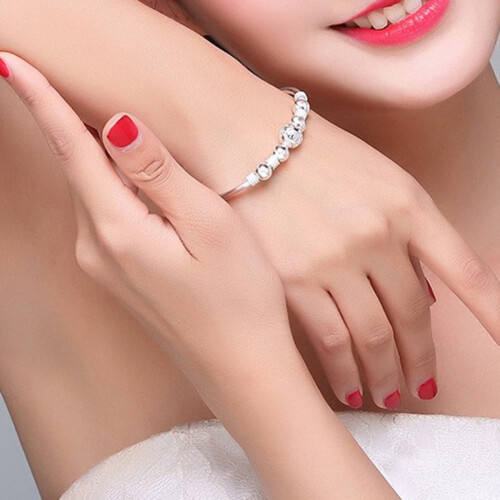 Hollow Bead Charm Bracelet Adjustable Women's Bangle 2