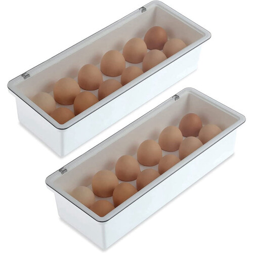 Egg Holder for Refrigerator Plastic 12-Grid 2 Pack