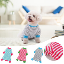 Jacenvly pet clothes striped quilted winter red