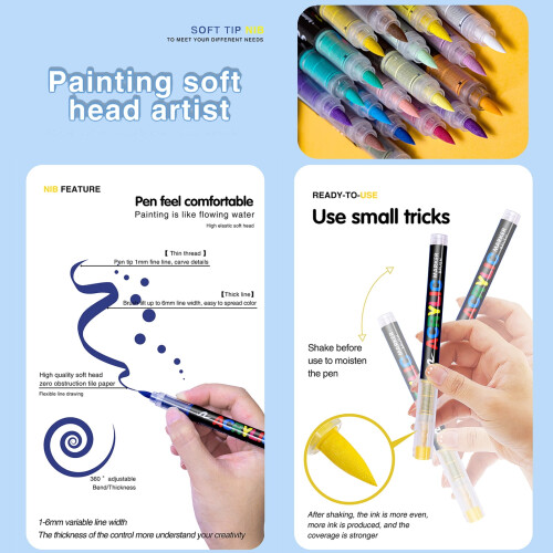 Acrylic Paint Pens Soft Brush Tip 24 Colors 1