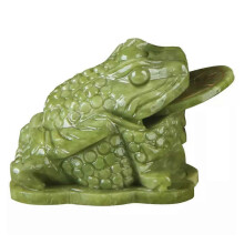 (15cm) Jade Frog with Coin in Mouth,Feng Shui Jade Money Frog,Three Legged Wealth Frog