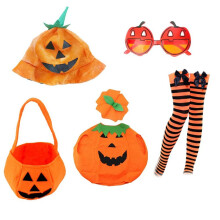 Pumpkin Clothes Hat Set Handbag Cosplay Costume Pumpkin Jumpsuit Holiday Performance Clothes Halloween Costume