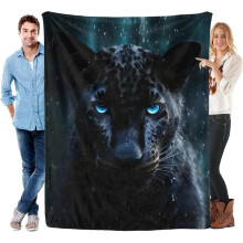 Black Panther fleece throw blanket wildlife style 50x60
