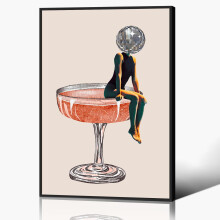 Disco Ball Poster Retro Canvas Art 12x16in Unframed