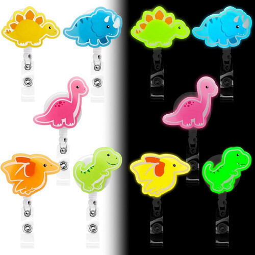 Porte-badge dinosaure phosphorescent pour infirmière (5 pièces) 1
