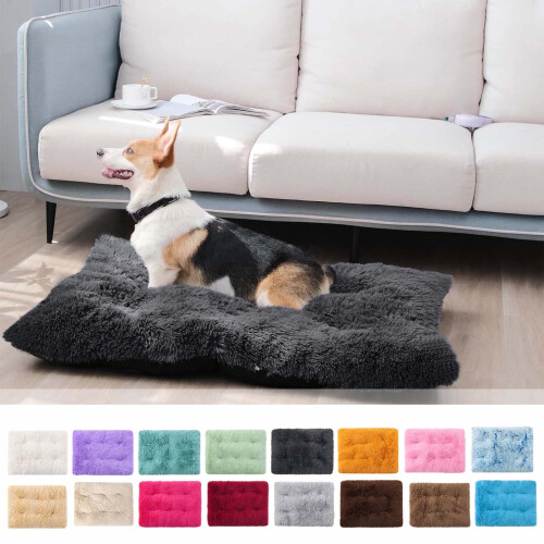 Jacenvly plush dog kennel bed purple