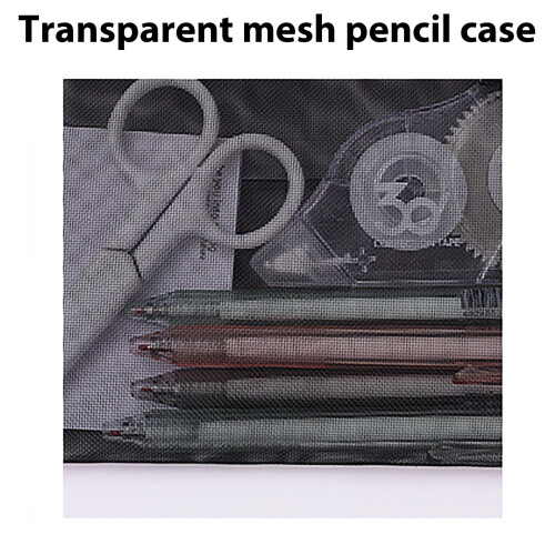Keeplus transparent mesh pencil case zippered large capacity 2