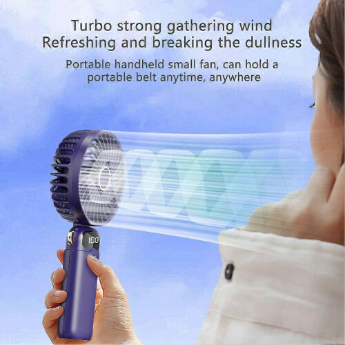 (white) Portable Hand-held Fan Mini Folding Desk Fan Cooler Cooling USB Rechargeable 1