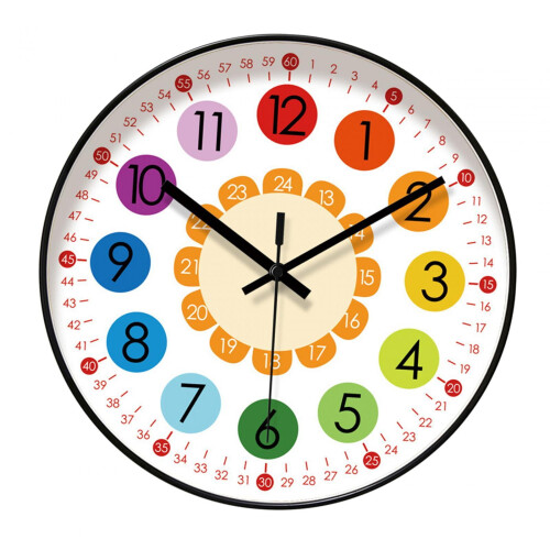 Kids Wall Clock Teaching Time 12 Inch Silent Decorative 2