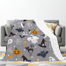 Halloween throw blanket grey fleece 60x80 inches