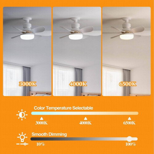 E27 Ceiling Fans with Lights , 3000K-6500K LED Light 2