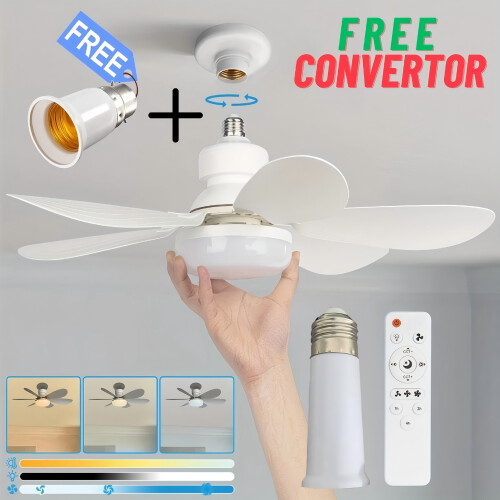 E27 Ceiling Fans with Lights , 3000K-6500K LED Light