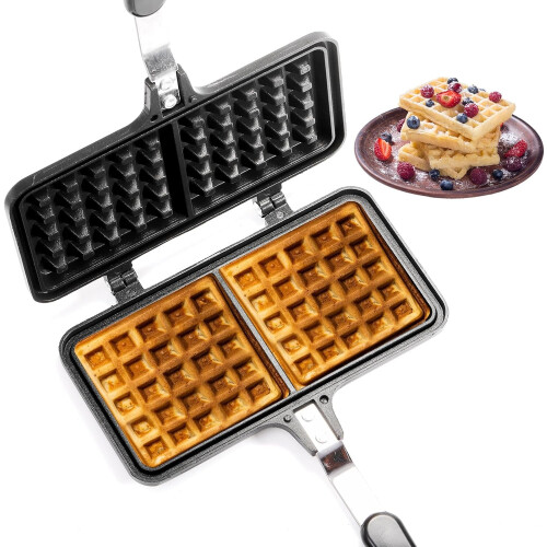 Non-stick waffle maker aluminum 8 inch portable 1