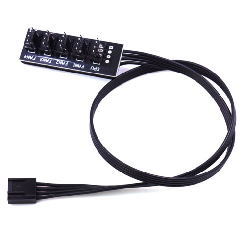 CPU cooler fan hub adapter 4-pin PWM 5-way 1