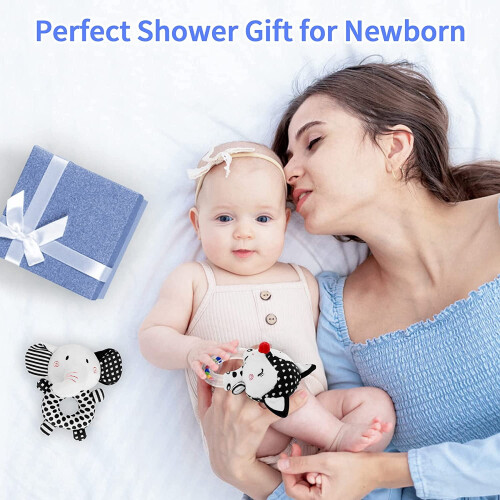 Conjunto de Chocalho para Bebê Preto e Branco (2 peças) 1