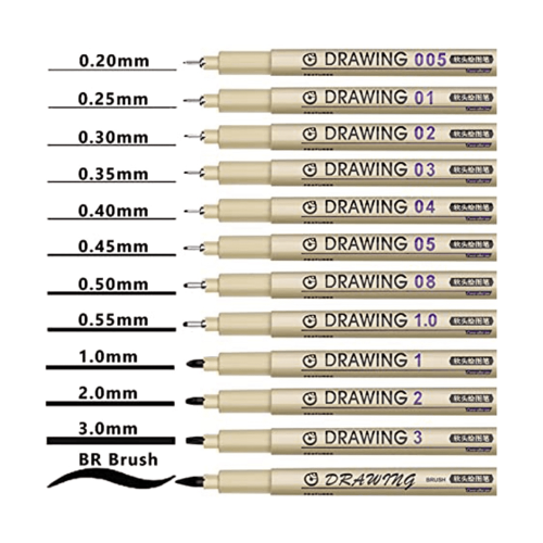 Black Waterproof Ink Markers Set 12 Pieces 1