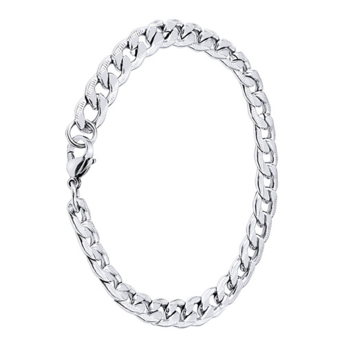 Men's Chunky Chain Bracelet Titanium Steel Silver 1