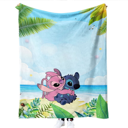 Anime Stitch Flannel Throw Blanket Soft Lightweight 1