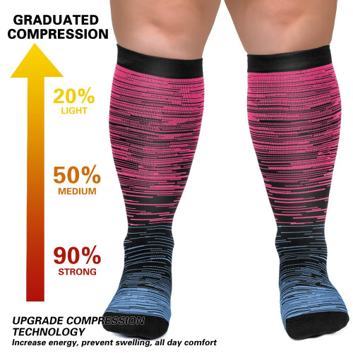 OLENNZ Wide Calf Compression Socks Knee-High 3XL 1