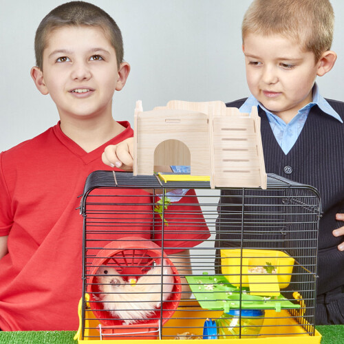 Leaba adhmaid tí gerbil le haghaidh cage hamster 1 phíosa 2