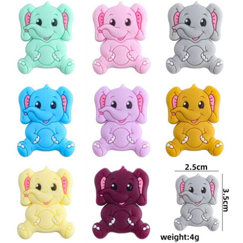 Silikon-Elefantenperlen für Babys, 8 Stück 1