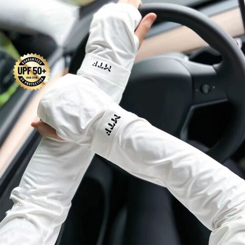 Ice Silk Arm Sleeves with Thumb Hole UPF50+ 1 Pair 2