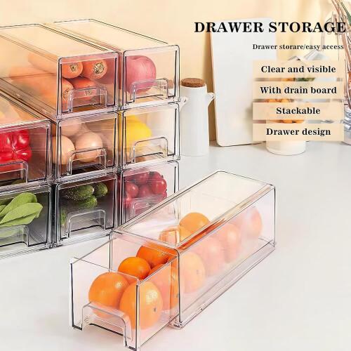 Clear Fridge Drawers Plastic Organizer Bins 2 Pack 2