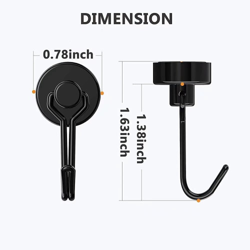 Haomacro Heavy Duty Magnetic Hook Black 18-Pack 1