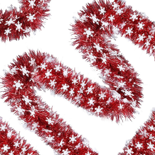 Christmas Snowflake Garland Red Metallic 1 Piece 1