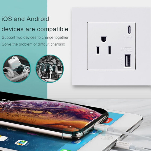 American 16A USB + Type-C Power Socket Switch 2