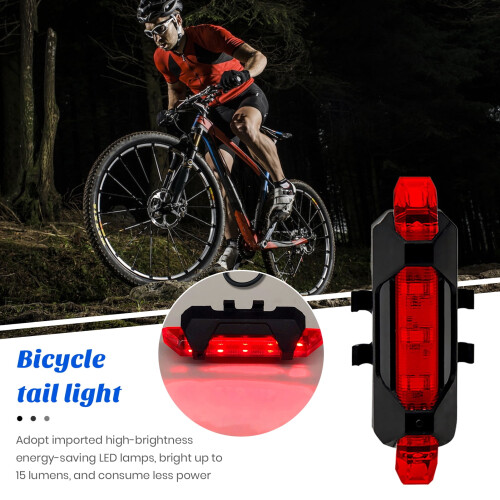 LED bike tail light waterproof USB rechargeable 1 pack 2