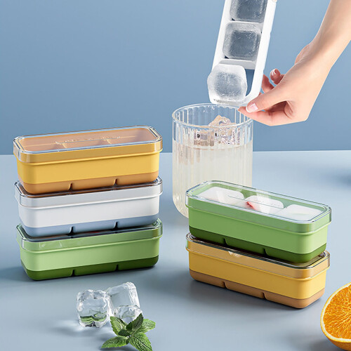 Ice Cube Mold with Lid 3-Compartment Food Grade 2
