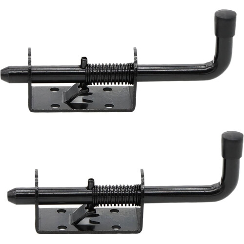 5 Inch Spring Loaded Latch Bolt Heavy Duty Black 2 Pack 1