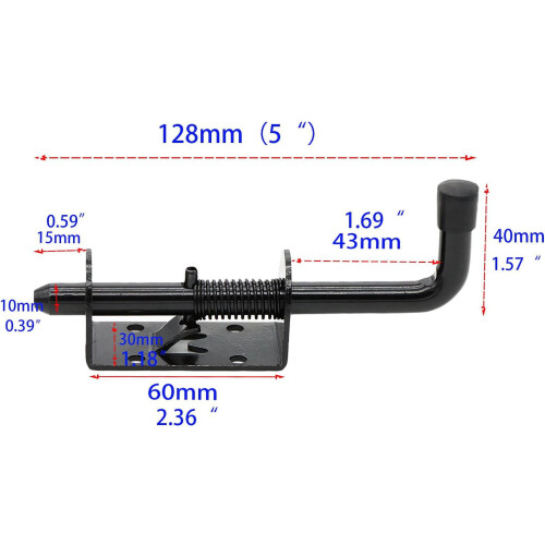 5 Inch Spring Loaded Latch Bolt Heavy Duty Black 2 Pack 2