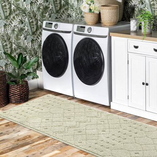 Solid Runner Rug Beige 2 ft x 6 ft Non-Slip Stain Resistant 2