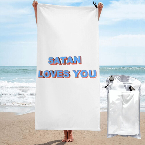 Toalha de praia Satan Loves You em microfibra, 76 x 152 cm (30 x 60 polegadas).