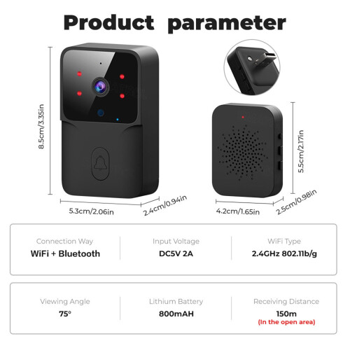 Inerposs Smart Wireless Video Doorbell HD Night Vision 1