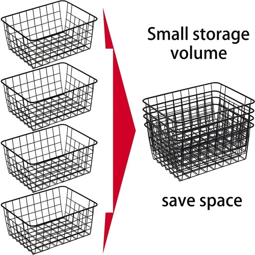 YQMM black metal wire storage baskets 4-pack 2