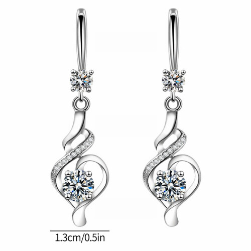 Water Drop Earrings Shiny Zircon Dangle 1 Pair 1