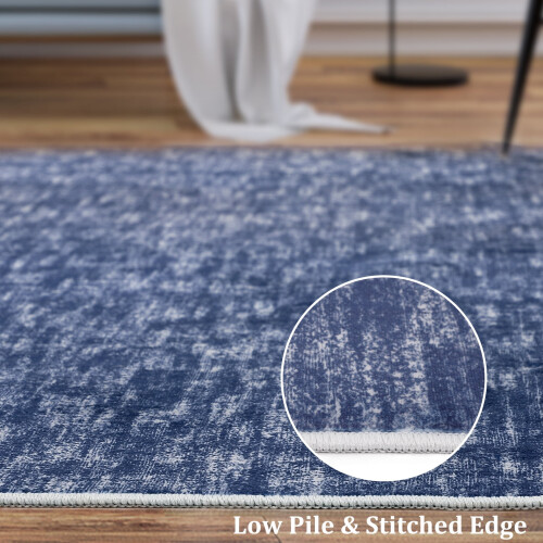 Blue Modern Area Rug 2'x3' Low-Pile Non-Slip 1