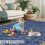 Blue Modern Area Rug 2'x3' Low-Pile Non-Slip 4