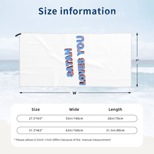 Toalha de praia Satan Loves You em microfibra, 76 x 152 cm (30 x 60 polegadas). 1
