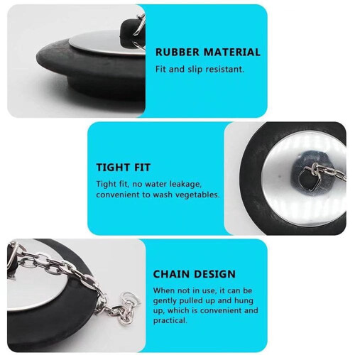 Kitchen Sink and Bathtub Stopper Rubber Drain Plug with 2