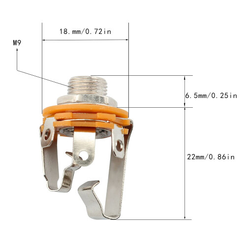 TRS Stereo Female Panel Mount Jack Silver 2PCS 1