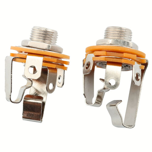 TRS Stereo Female Panel Mount Jack Silver 2PCS 2