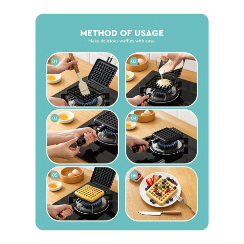 Stove Top Waffle Iron Plates Non-Stick Aluminum 2-Pack 1