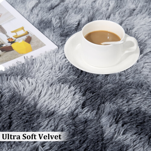 Haperlare modern circle rug soft plush dark gray 4.6 ft 1