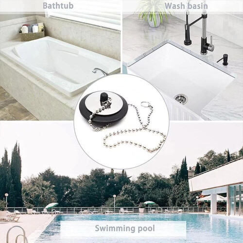 Rubber Sink Stopper with Chain 4 Pack 1